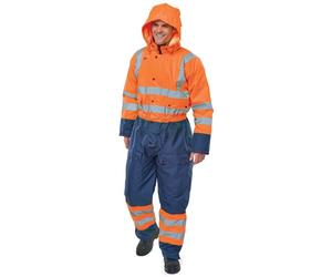 Beeswift Two Tone Hi Visibility Thermal Waterproof Coverall Orange/Navy Blue XL BD900ORNXL