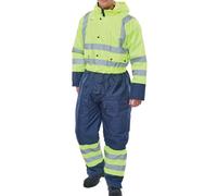 Beeswift Two Tone Hi Visibility Thermal Waterproof Coverall Saturn Yellow/Navy Blue XL BD900SYNXL