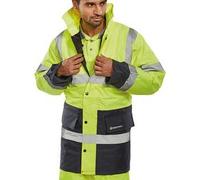 Beeswift Two Tone High Visibility Traffic Jacket Saturn Yellow/Navy Blue 4XL