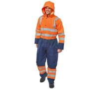 Beeswift Two Tone Hiviz Thermal Waterproof Coverall Orange / Navy M
