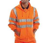 Beeswift Zip Up Hooded High Visibility Sweatshirt Orange S BSHSSENORS