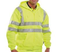Beeswift Zip Up Hooded High Visibility Sweatshirt Saturn Yellow XL