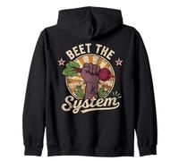Beet the System Funny Gardening Retro Backyard Farming Zip Hoodie