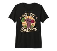Beet the System Funny Vegan Retro Plant Based Vegetarian Premium T-Shirt