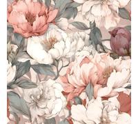 BEETAL Dreamy Pink/White Peonies Floral Vintage Peel and Stick Wallpaper Easy Peel Off Contact Paper Stick on Adhesive Wall Paper for Bathroom Waterproof Renter Friendly