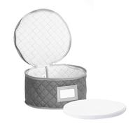 Beete China Storage Case - Dinner Plate Quilted Case - 12 inches diameter x 7 inches height - Gray - Includes 12 Felt Separators