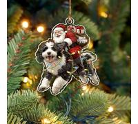 BEETHIS Funny Bernedoodle Santa Christmas Ornament 2025 - 2D Flat Acrylic Santa and Dog Car Hanging Ornament Decoration - Hilarious for Dog Lovers - Unique Bernedoodle Xmas Decor 3.5''