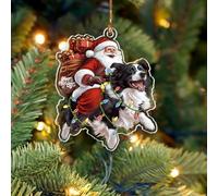 BEETHIS Funny Border Collie Santa Christmas Ornament 2025 -2D Flat Acrylic Santa and Dog Car Hanging Ornament Decoration - Hilarious for Dog Lovers - Unique Border Collie Xmas Decor 3.5''