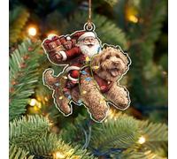 BEETHIS Funny Cockapoo Santa Christmas Ornament 2025 - 2D Flat Acrylic Santa and Dog Car Hanging Ornament Decoration - Hilarious for Dog Lovers - Unique Cockapoo Xmas Decor 3.5''