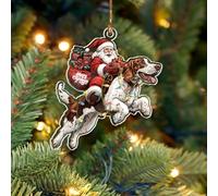 BEETHIS Funny English Setter Santa Christmas Ornament 2025 -2D Flat Acrylic Santa and Dog Car Hanging Ornament Decoration -Hilarious for Dog Lovers -Unique English Setter Xmas Decor 3.5''