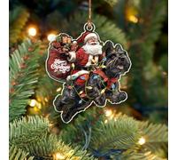 BEETHIS Funny Scottish Terrier Santa Christmas Ornament 2025 - 2D Flat Acrylic Santa and Dog Car Hanging Ornament Decoration for Dog Lovers - Unique Scottish Terrier Xmas Decor 3.5''