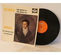 BEETHOVEN Piano Concerto No.1 and No.2, Backhaus with The Vienna Philharmonic Orchestra conducted by Hans Schmidt-Isserstedt. UK pressing LXT 5552, Decca, orange and silver, mono.