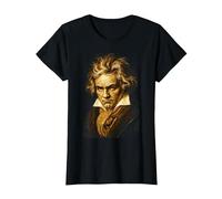 Beethoven-Portrait Ludwig Van Beethoven Classical Music T-Shirt, Women, Black, Medium