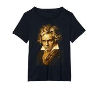 Beethoven-Portrait Ludwig Van Beethoven Classical Music T-Shirt, Women's Plus, Black, 1X