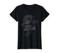 Beethoven-Portrait Ludwig Van Beethoven Classical Music Value Graphic T-Shirt, Women, Black, XS