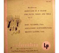 Beethoven Serenade Wummer Flute Schneider Violin 1950 10" Lp. John Wummer, Flute, Alexander Schneider, Violin, Milton Katims, Viola.