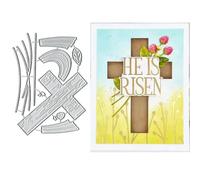BeetirryHu Happy Easter Cross Flowers Metal Die Cuts, Scrapbooking DIY Template, Art Deco Style, Carbon Steel, 5.43 x 3.98 inches
