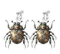 Beetle Acrylic Dangle Clip on Earrings for Women, Non Pierced, Unique 2D Pattern, Cute Ladybug Drop, Sweet Blue Flying Dragonfly Funny Fashion Jewelry