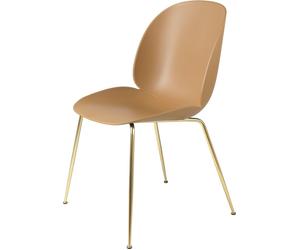 Beetle Chair Dining Chair Unupholstered Amber Brown Conic Base Brass Gubi - 5715015131827