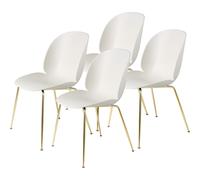 Beetle Dining Chair Conic Base/ Brass Semi Matt/ Alabaster White 4 Pcs.