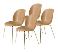 Beetle Dining Chair Conic Base/ Brass Semi Matt/ Amber Brown 4 Pcs.