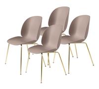 Beetle Dining Chair Conic Base/ Brass Semi Matt/ Sweet Pink 4 Pcs.