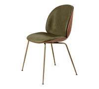 Beetle Dining Chair Veneer Shell Leather Army With Legs In Antique Brass