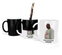 Beetle Juice Meme Colour Change Mug. Just Hanging Around. Funny Mug - Message Appears as it Heats - Perfect Novelty Gag Gift - Office Joke. TikTok Star Beetlejuice. Funny Novelty Gift.
