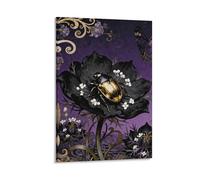 Beetle Nigella Petal Canvas Wall Art Country Botanical Wall Decor Floral Meadow Nature Painting Rustic Farmhouse Poster Print for Living Room Bedroom Bathroom Office 12x18inch(30x45cm)