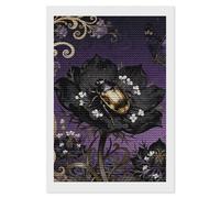 Beetle Nigella Petal Diamond Art Kits for Adults 8"x12" DIY Diamond Painting Kit for Beginners Gem Art Painting with Round Full Drill Diamonds DIY Paint Paintings for Home Wall Decor Gift