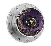 Beetle Nigella Petal Mechanical Kitchen Timer 60 Minute Wind Up Countdown Clock with Magnetic Back Loud Alarm Stainless Steel Manual Timer for Cooking Baking Classroom Home Gym