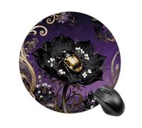 Beetle Nigella Petal Mouse Pad Round Laptop Mouse Mat Cute Computer Mousepad Keyboard Pad Non-Slip Desk Pads for Gaming Office Work Home