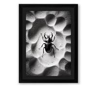 Beetle on Alien Terrain Surrealism Framed Wall Art Print A2 (59.4×42cm) Black, Wall Decor for Living Room, Bedroom, Office & Home, Ready to Hang, Art Gift