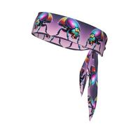 Beetle Printed Sports Headband, Double-Sided with Ties, Versatile for Jogging, Cycling, or Exercising.