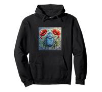 Beetle stained glass design vibrant poppy flower insect art Pullover Hoodie