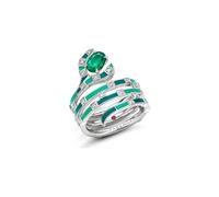Beetlejuice 18ct White Gold Emerald & Diamond Sandworm Spiral Wrap Ring - Ring Size K