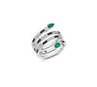 Beetlejuice 18ct White Gold Emerald & Diamond Spiral Wrap Ring - Ring Size K