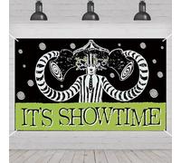 Beetlejuice It's Showtime Photo Backdrop Halloween Banner Baby Shower Birthday Party Decorations and Supplies for Home (43 X 71 Inch)