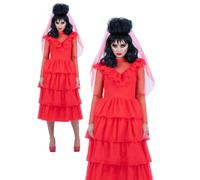 Beetlejuice Lydia Bride Long Dress Costume Halloween Ladies Fancy Dress