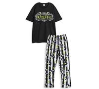 Beetlejuice Mens Black Logo Short Sleeve Long Leg Pyjama Set - X-Large