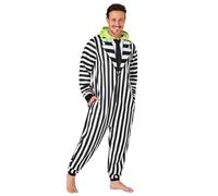 Beetlejuice Men's Coral Fleece Onesie | Size: XL Beetlejuice Multicolor XL