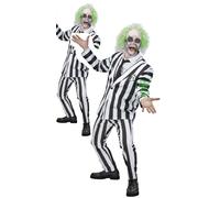 Smiffys 81025 Beetlejuice Costume, Men, Black White, M-Size 38-40