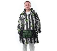 Beetlejuice Mens Striped Hoodie Blanket Black/white/green (One Size)
