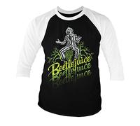 BEETLEJUICE Officially Licensed Baseball 3/4 Sleeve T-Shirt (Black-White), XX-Large