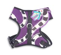 Beetlejuice Pet Harness, Dog Collar Plastic Buckle, Beetlejuice Purple with Sandworm Applique, Fits Dog with 12" Neck Size and 17-21" Chest Girth