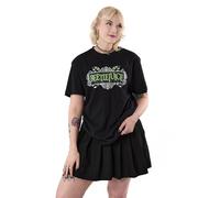 BEETLEJUICE Unisex Black Graphic Tee | Logo Short Sleeve T-Shirt | Crew Neck Casual Movie Apparel | Retro Show Top for Casual Outings