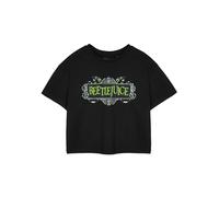 Beetlejuice Womens Black Beetlejuice Logo Crop Top Cropped Short Sleeved T-Shirt - Medium