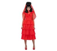 Beetlejuice Women's Lydia Deetz Bride Costume Set in Red | Size: Small Beetlejuice Red S