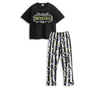 Beetlejuice Womens Multicoloured Logo Short Sleeve Long Leg Pyjama Set - Medium