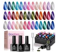 Beetles 20 Colours Cat Eye Gel Nail Polish Set with Base and Matte Glossy Top Coat, Nude Pink Green Blue Gel Polish Lush Velvet with Magnet Soak Off LED Nail DIY Art Home Salon Gifts for Women